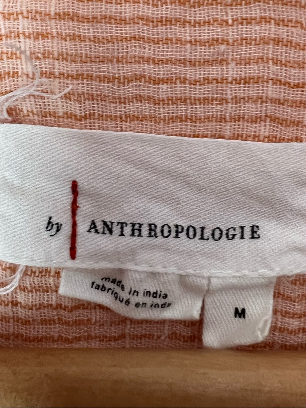by Anthropologie Lightweight Peach Stripe Gauze Cotton Tunic Popover Blouse - Picture 5 of 14